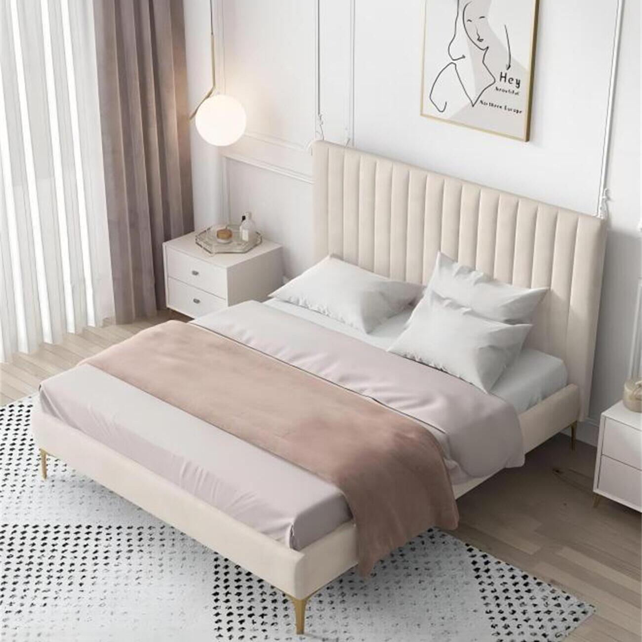 ABC HOME Bed: Bed Frame Modern King Queen Size for bedroom Without Mattress in Dubai showroom