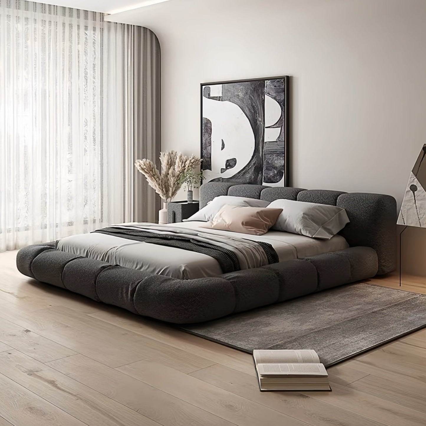 ABC HOME Bed: Bed Frame Modern King Queen Size for bedroom Without Mattress in Dubai showroom