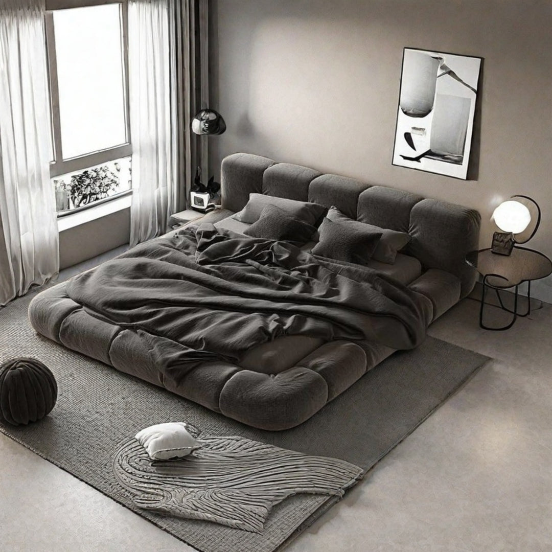 ABC Home Bed Frame Modern Velvet King Queen Size for bedroom Without Mattress