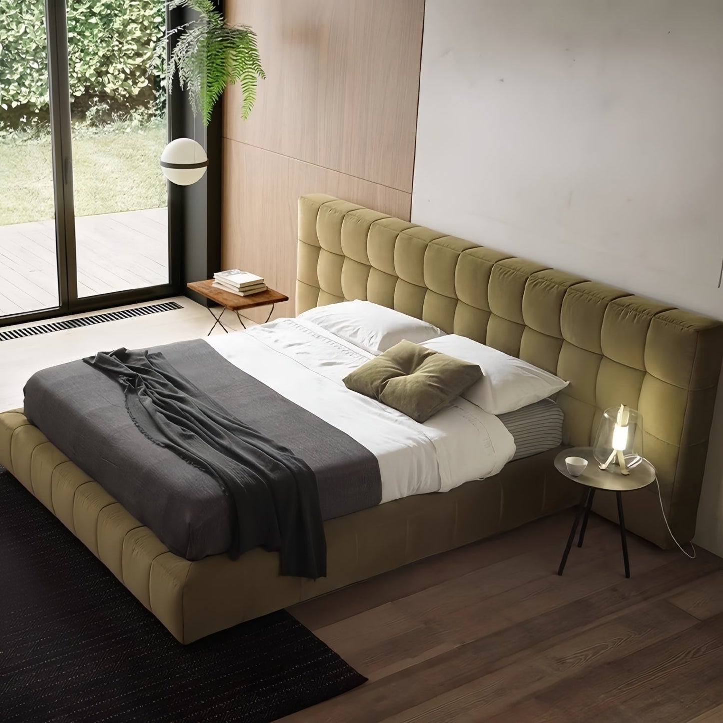 ABC HOME Bed: Bed Frame Modern Velvet King Queen Size for bedroom Without Mattress in Dubai sho