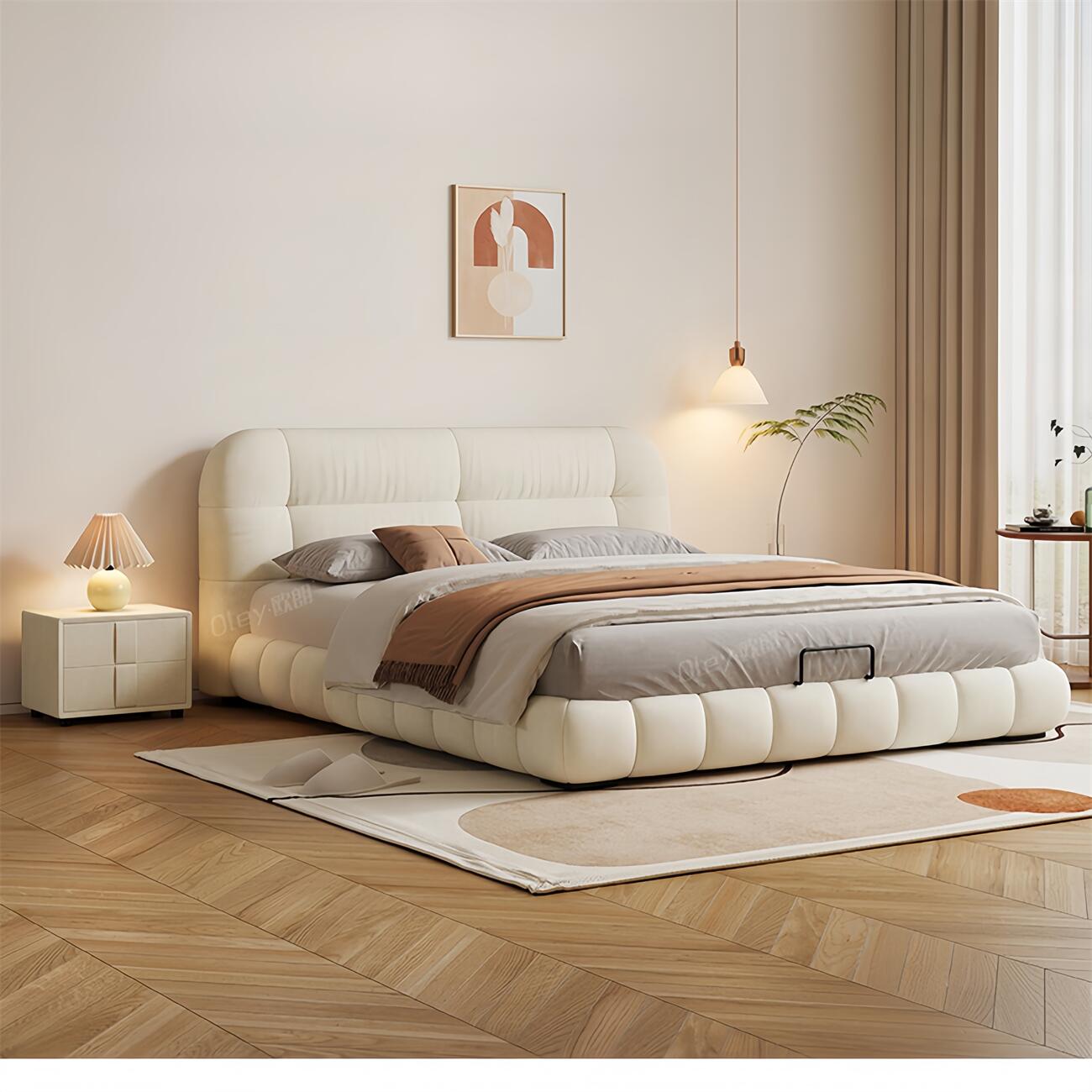 ABC HOME Bed: Bed Frame Modern Velvet King Queen Size for bedroom Without Mattress in Dubai sho