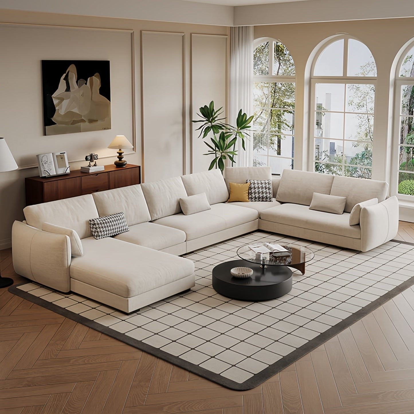 ABC HOME Sofa with Wood & White