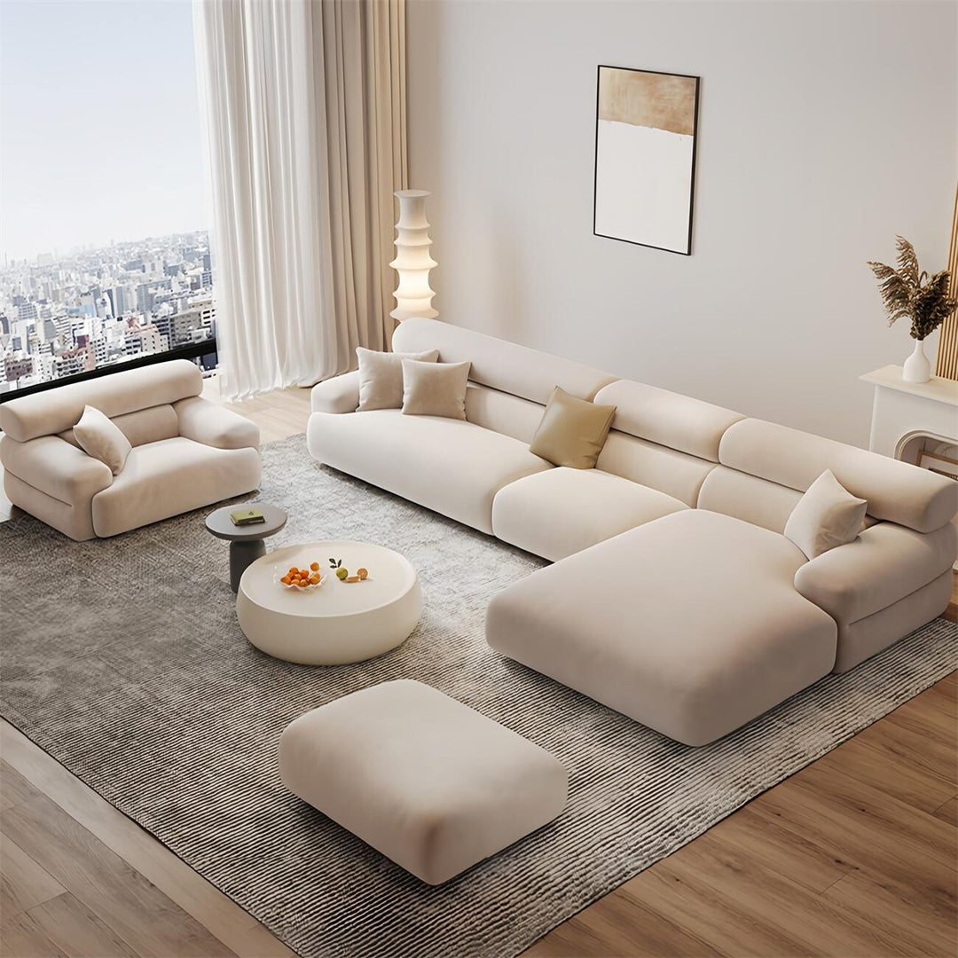 ABC Home Fleece Fabric Overstuffed Multifunction Sofa set for Livingroom Office