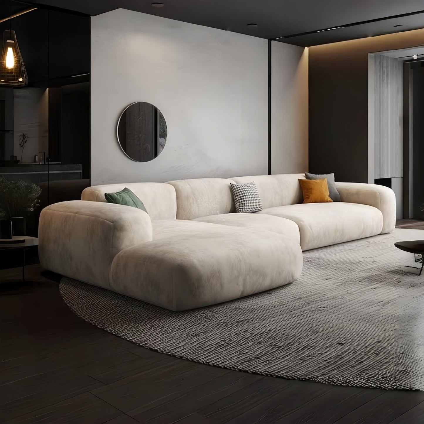 ABC HOME Wood Beige Sectional Sofa | Contemporary Style
