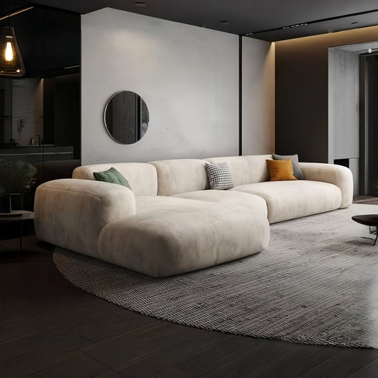 ABC HOME Wood Beige Sectional Sofa | Contemporary Style