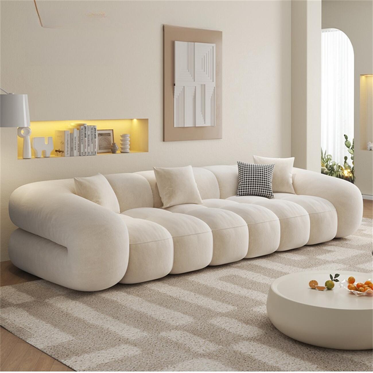 ABC HOME Sofa: Fleece Fabric Overstuffed Multifunction Cloud shaped Sofa Chair set for Livingro