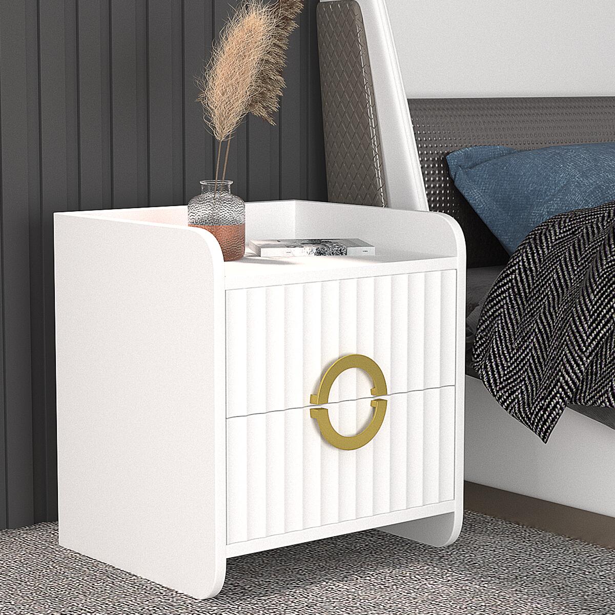 ABC HOME Table: Luxury Bedside Table with Drawer for Bedroom in Dubai showroom