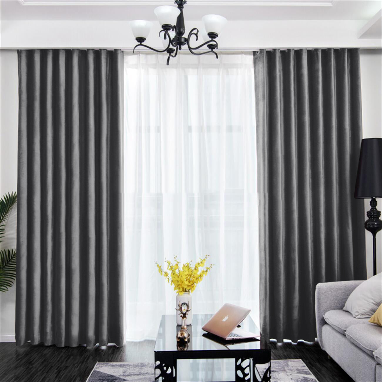 ABC HOME Curtains: 2 Panels 60% Blackout Curtains for Living Room Thermal Insulated Bedroom Dar