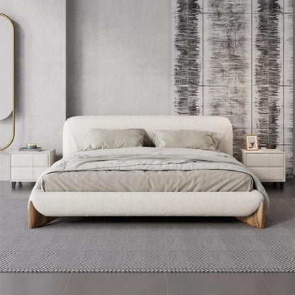 ABC Home Light Luxury Fleece Fabric Wrap Bed Frame for Bedroom Without Mattress