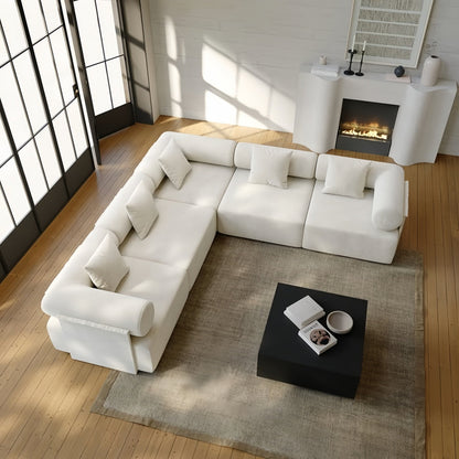 ABC HOME Wood White Natural Sofa | Contemporary Style