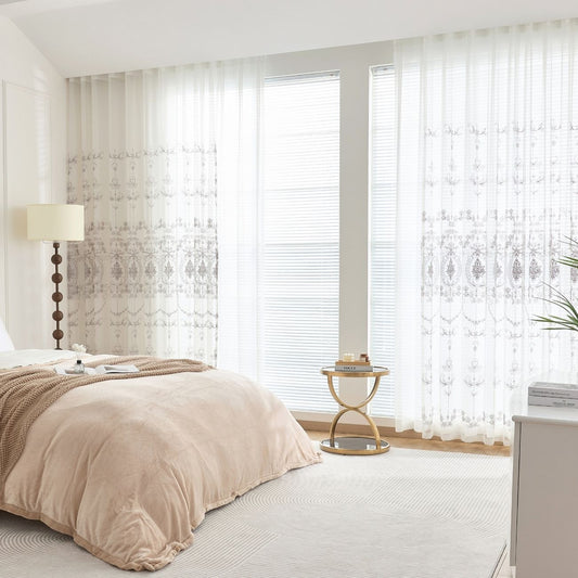 ABC HOME Curtains: 2 Panels Sheer Color Chiffon Tulle Light Window Textile Curtains Drapes for