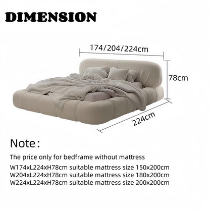 ABC Home Bed Frame Modern Velvet King Queen Size for bedroom Without Mattress