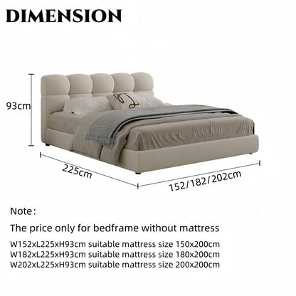 ABC Home Bed Frame Modern Velvet King Queen Size for bedroom Without Mattress