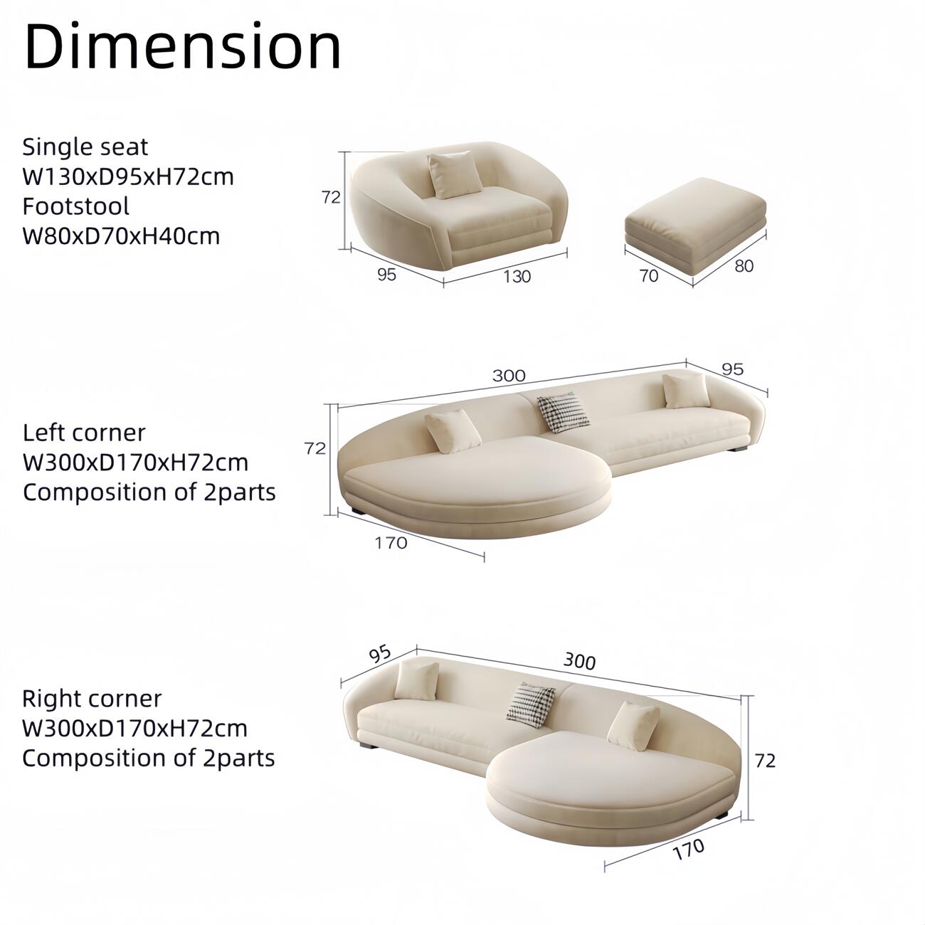 ABC Home Fleece Fabric Overstuffed Multifunction Sofa set for Livingroom Office