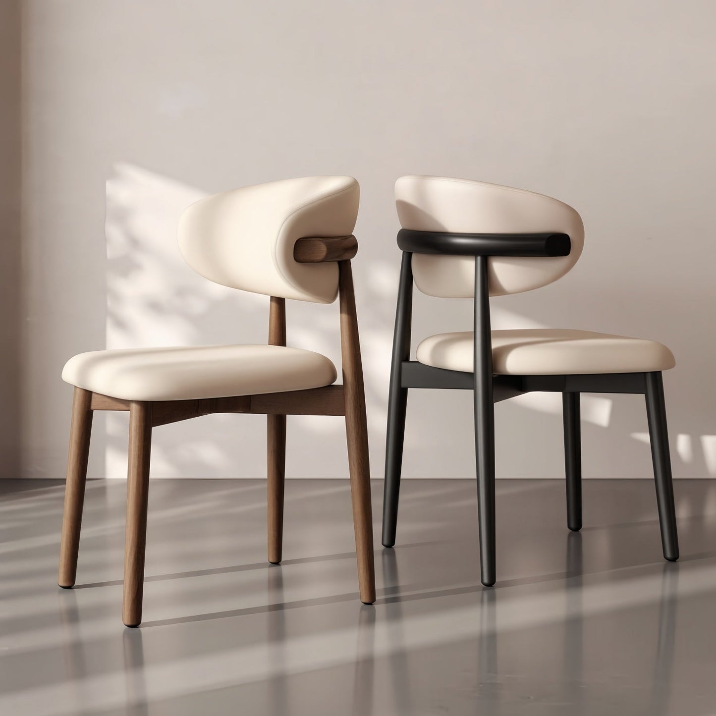 ABC HOME Chair: Linen Walnut Wood