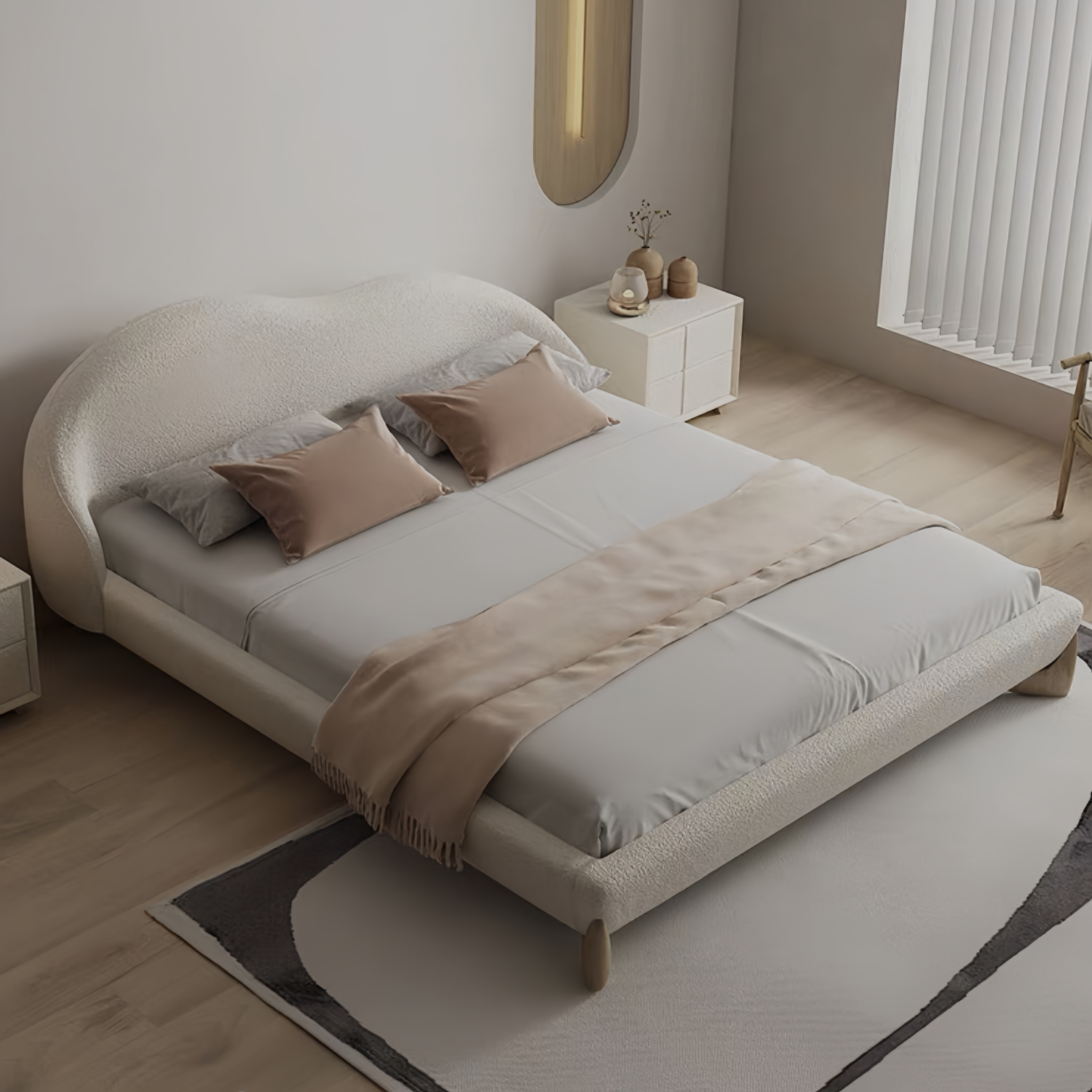 ABC HOME Bed: Bed Frame Modern King Queen Size for bedroom Without Mattress in Dubai showroom
