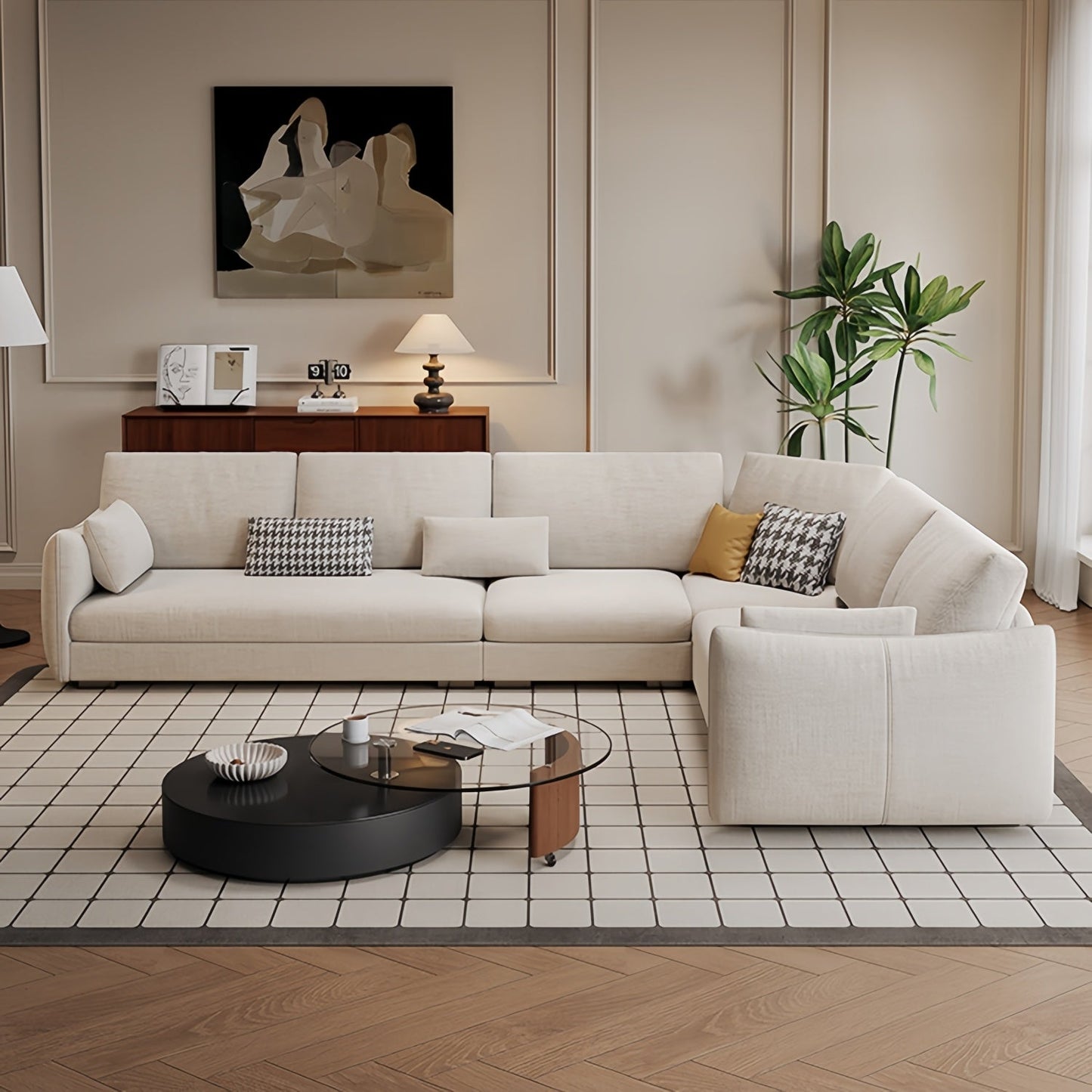 ABC HOME Sofa with Wood & White