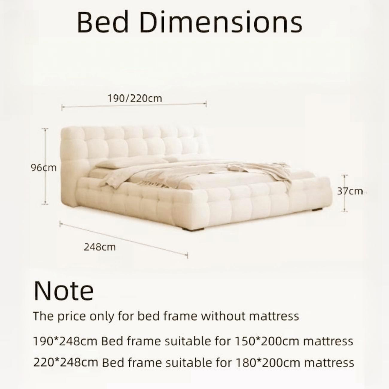 ABC Home Light Luxury Fleece Fabric Wrap Bed Frame for Bedroom Without Mattress