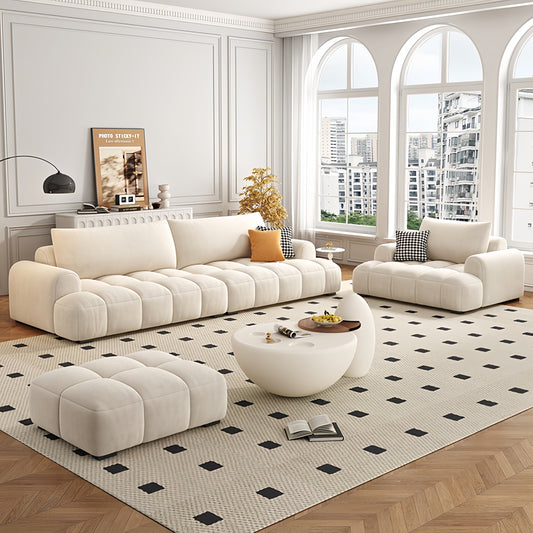 ABC HOME Sofa: Light Luxury Fabric Cloud Shaped Sofa set for Livingroom in Dubai showroom