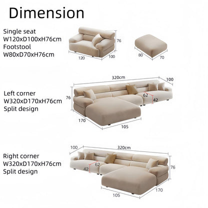 ABC Home Fleece Fabric Overstuffed Multifunction Sofa set for Livingroom Office