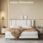 Load image into Gallery viewer, AAH Home Light Luxury Modern  Leather Wrap Bed Frame for Bedroom Without Mattress

