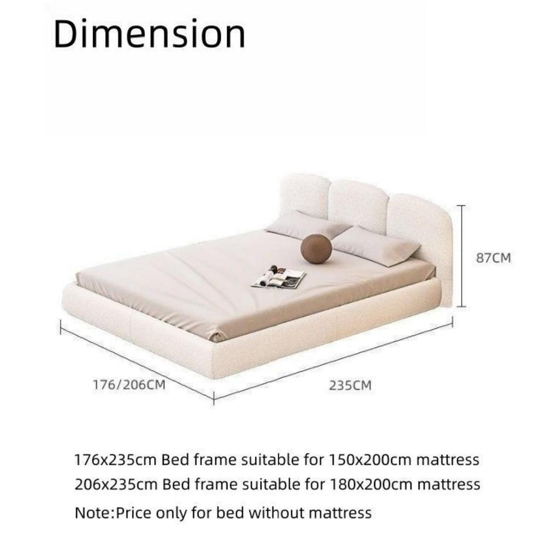 ABC Home Light Luxury Fleece Fabric Wrap Bed Frame for Bedroom Without Mattress
