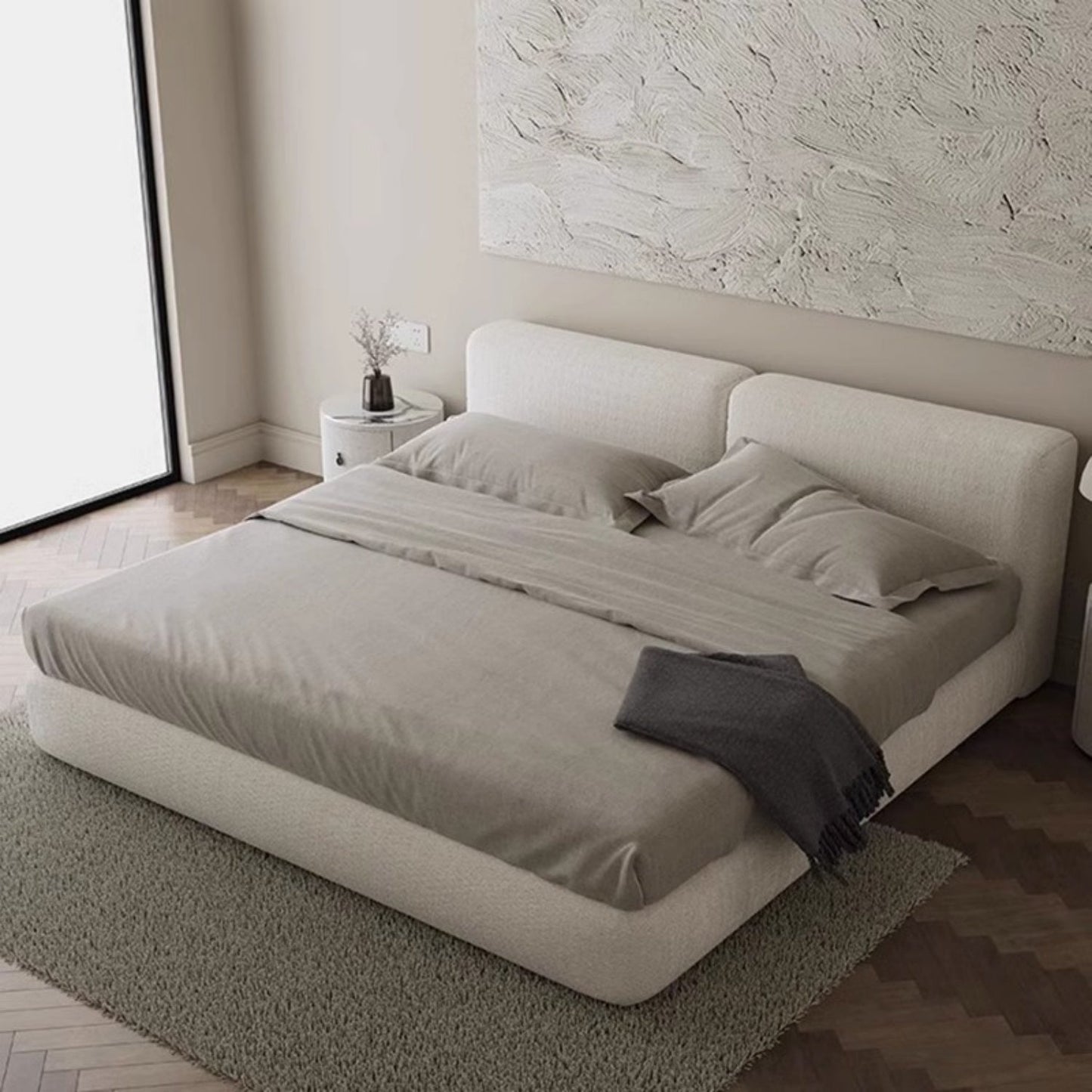 ABC HOME Bed: Linen Natural Modern
