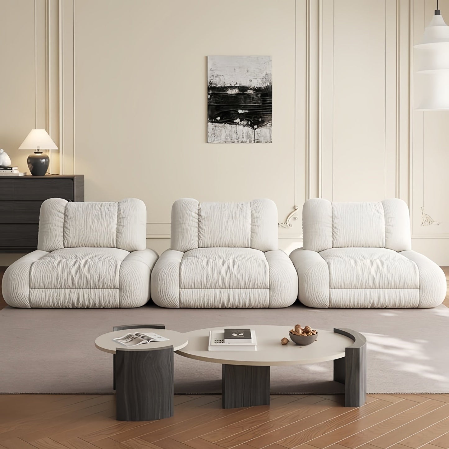 ABC HOME Sofa: Wood White Cloud