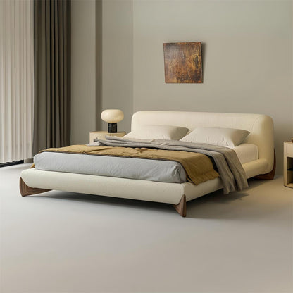 ABC HOME Bed: Light Luxury Fleece Fabric Wrap Bed Frame for Bedroom Without Mattress in Dubai s