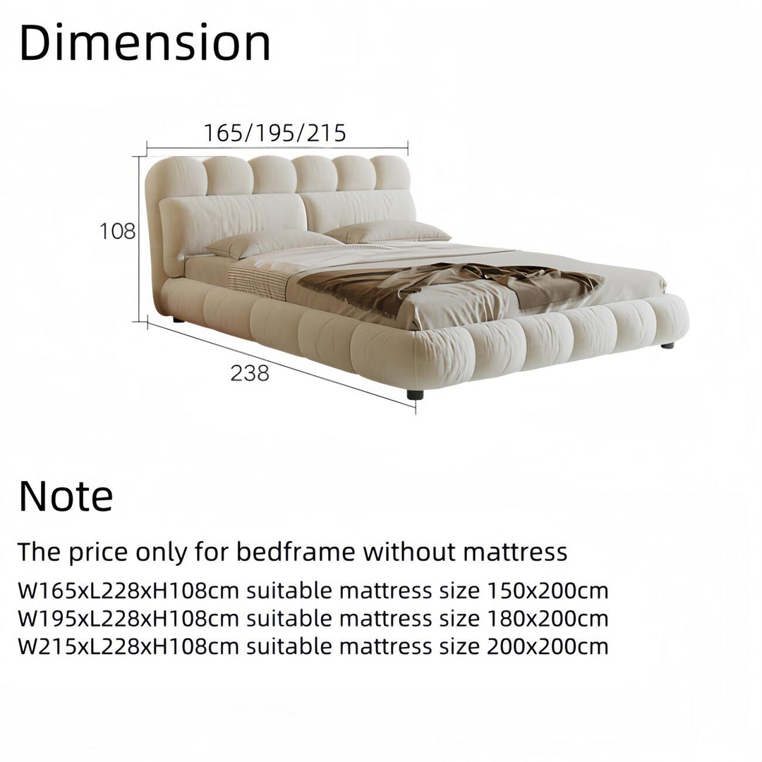 ABC Home Bed Frame Modern Velvet King Queen Size for bedroom Without Mattress