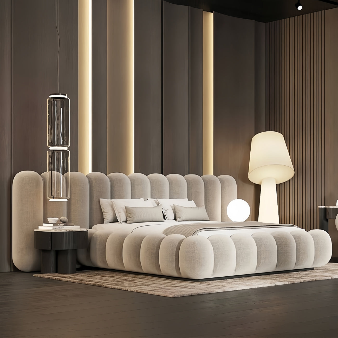 ABC Home Bed Frame Modern Velvet King Queen Size for bedroom Without Mattress