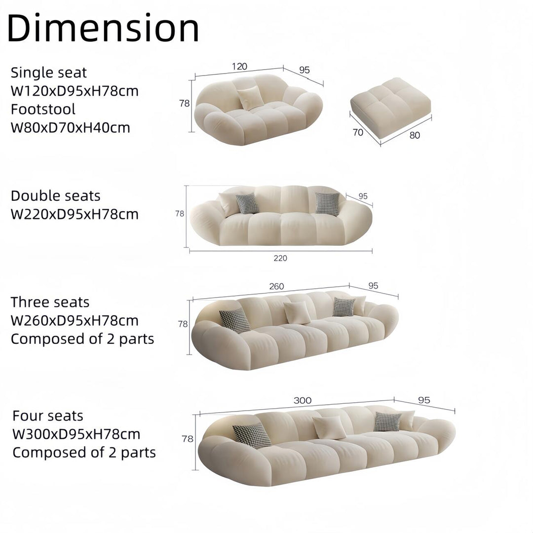 ABC Home Light Luxury Fabric Cloud Shaped Sofa set for Livingroom