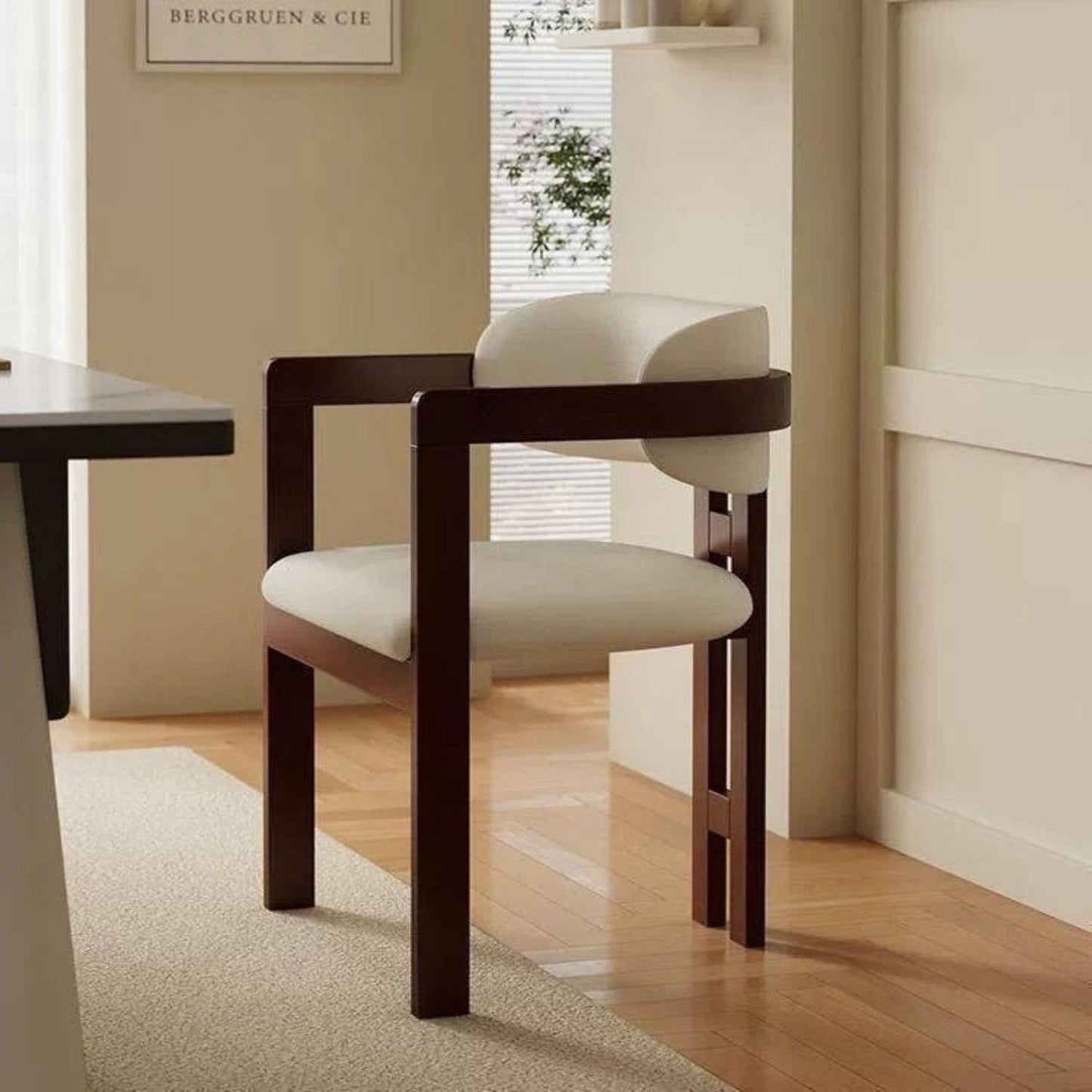 ABC HOME Linen Walnut Wood Chair | Contemporary Style