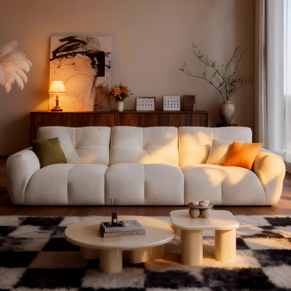 ABC HOME Wood White Cloud Sofa | Contemporary Style