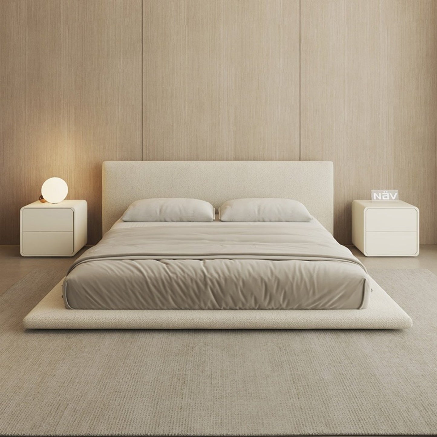 ABC HOME Bed: Linen Wood Beige
