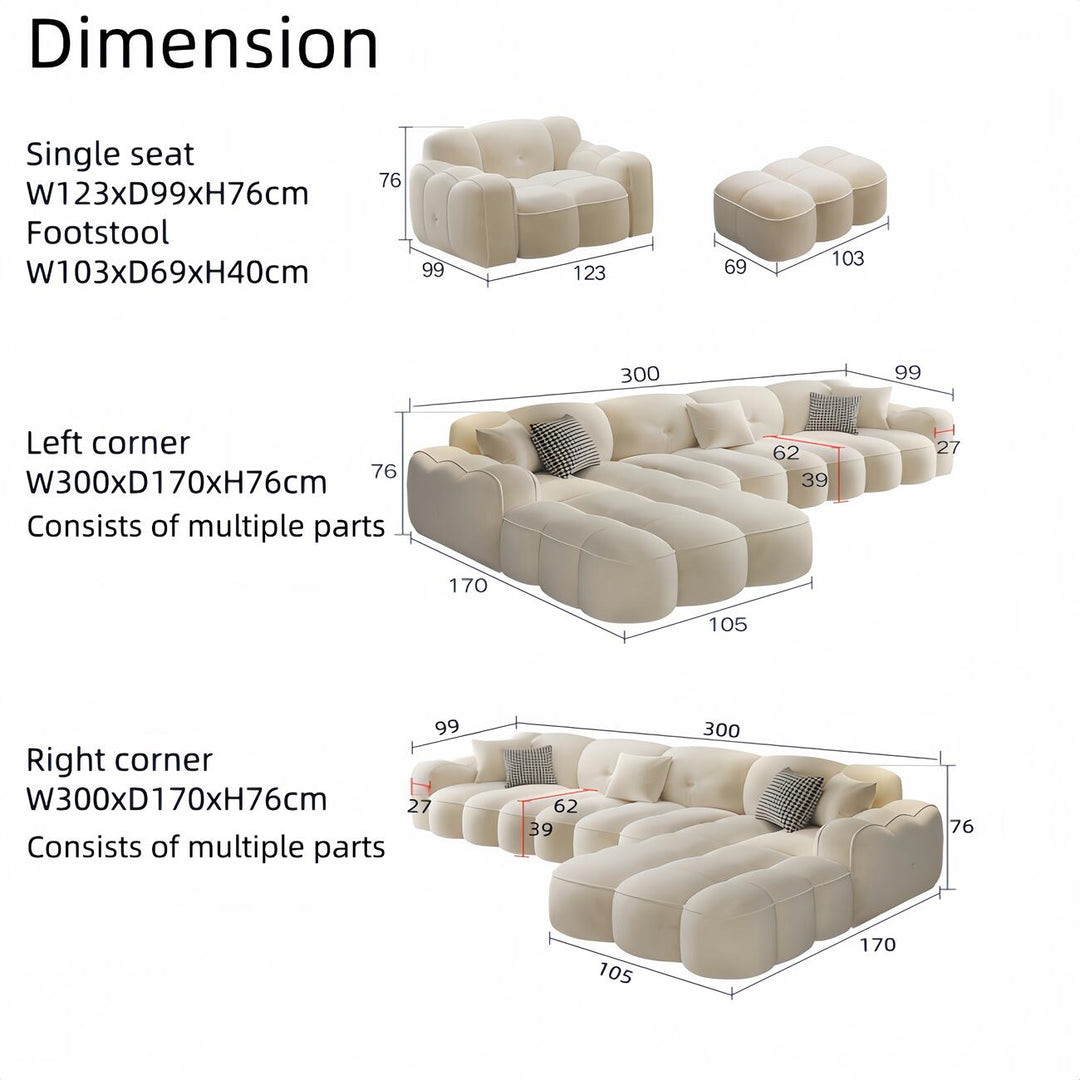 ABC Home Fleece Fabric Overstuffed Multifunction Sofa set for Livingroom Office