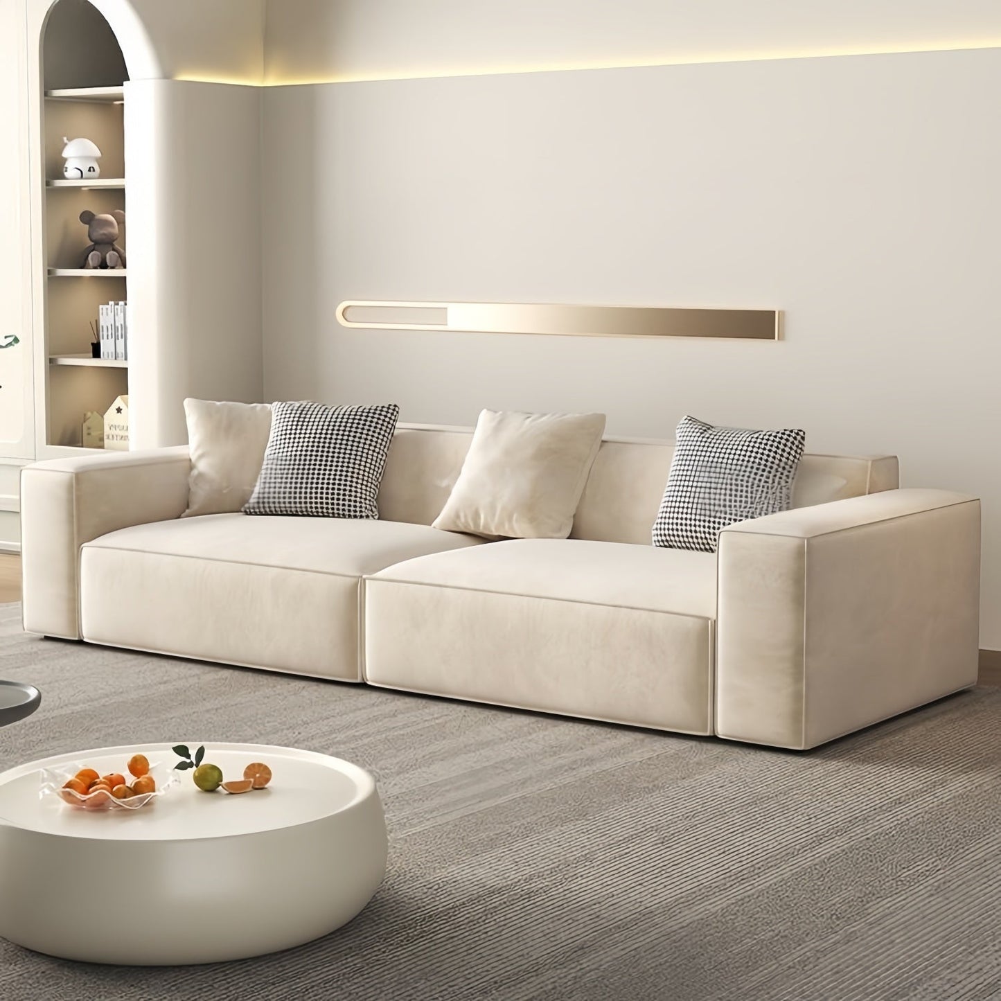 ABC HOME Sofa: Wood Beige Sectional