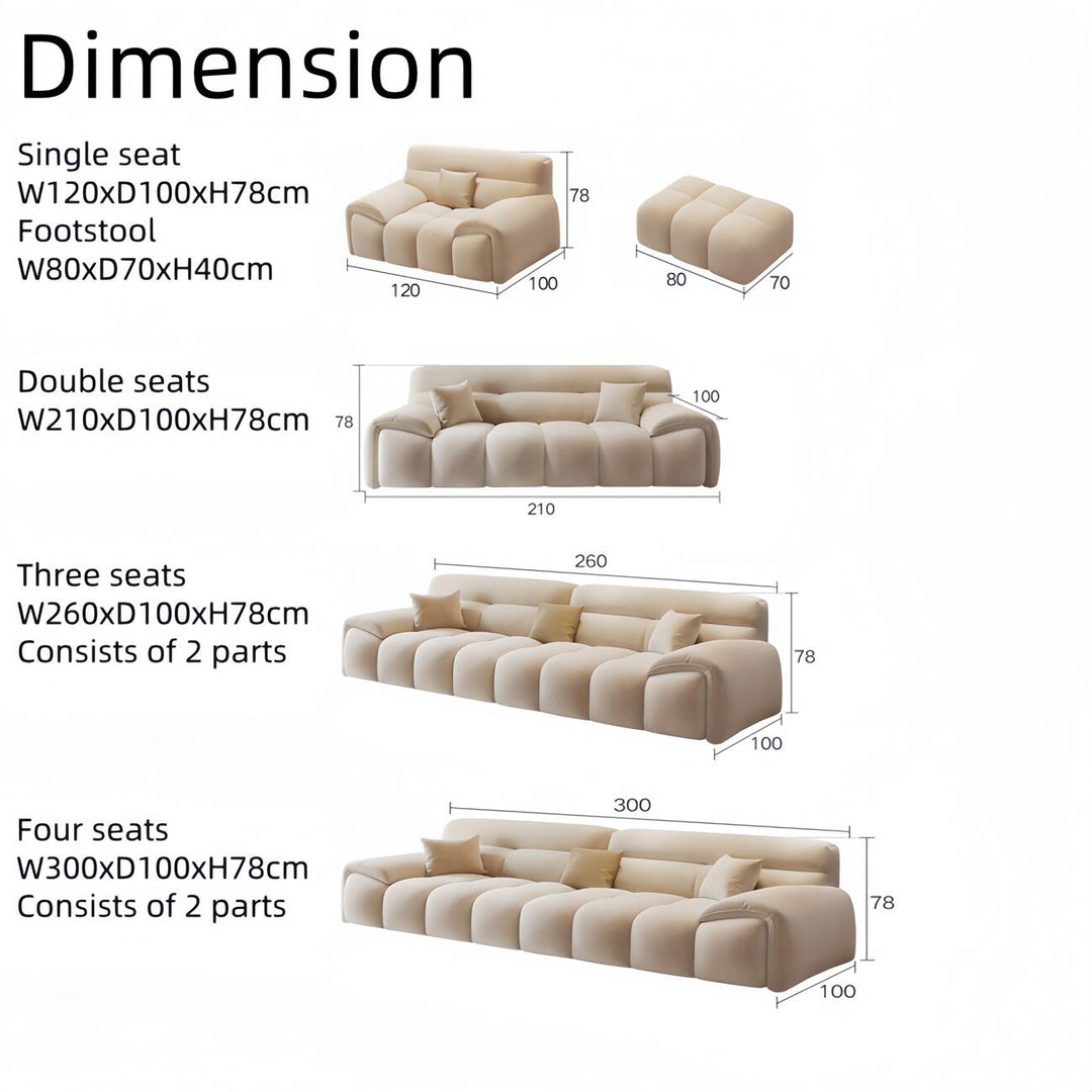 ABC Home Light Luxury Fabric Cloud Shaped Sofa set for Livingroom