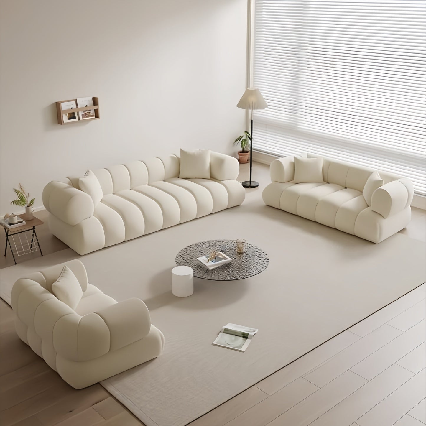 ABC Home Fleece Fabric Overstuffed Multifunction Cloud shaped Sofa Chair set for Livingroom Office