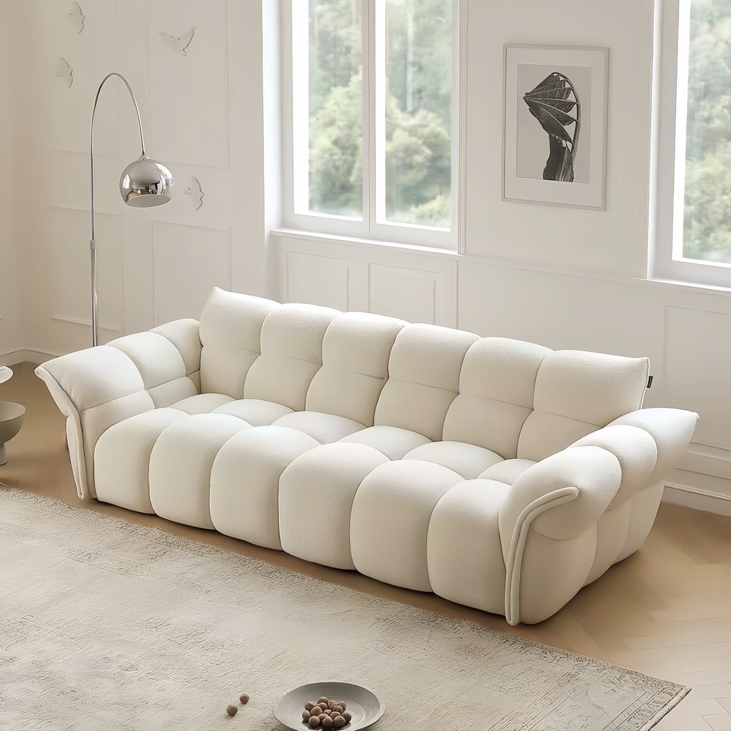 ABC HOME Wood White Cloud Sofa | Contemporary Style