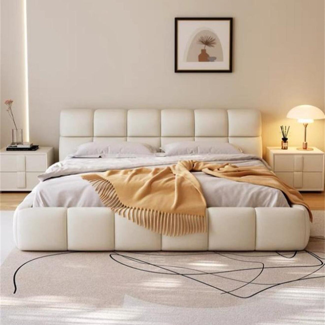 ABC Home Light Luxury Modern  Leather Wrap Bed Frame for Bedroom Without Mattress