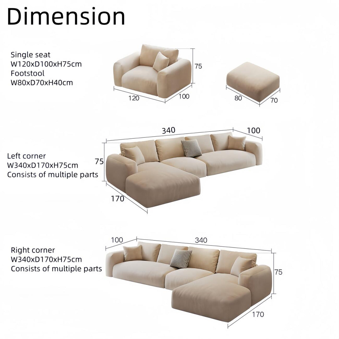 ABC Home Fleece Fabric Overstuffed Multifunction Sofa set for Livingroom Office