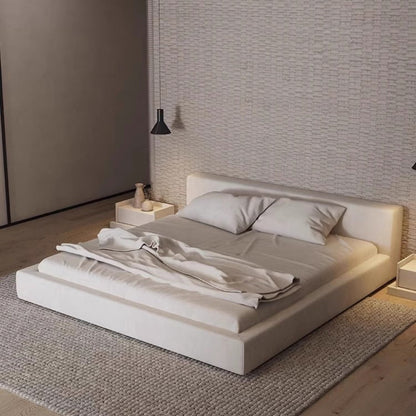 ABC HOME Linen Wood Natural Bed | Contemporary Style