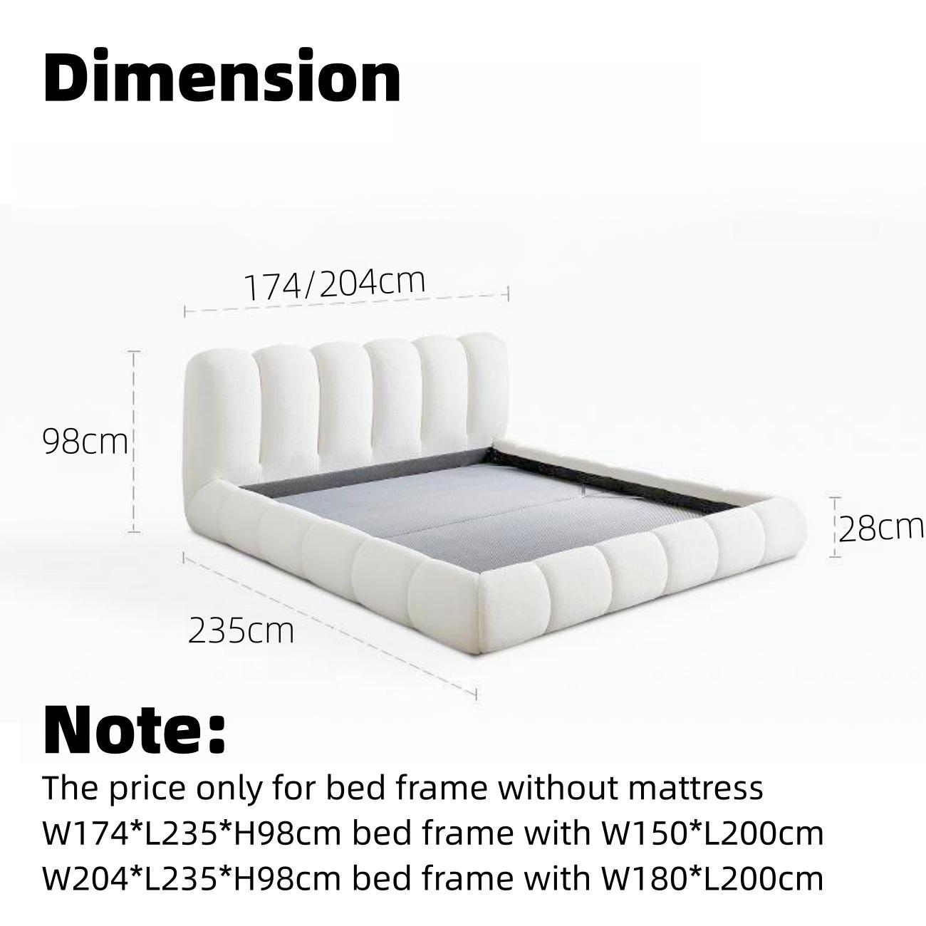 ABC Home Bed Frame Modern Velvet King Queen Size for bedroom Without Mattress