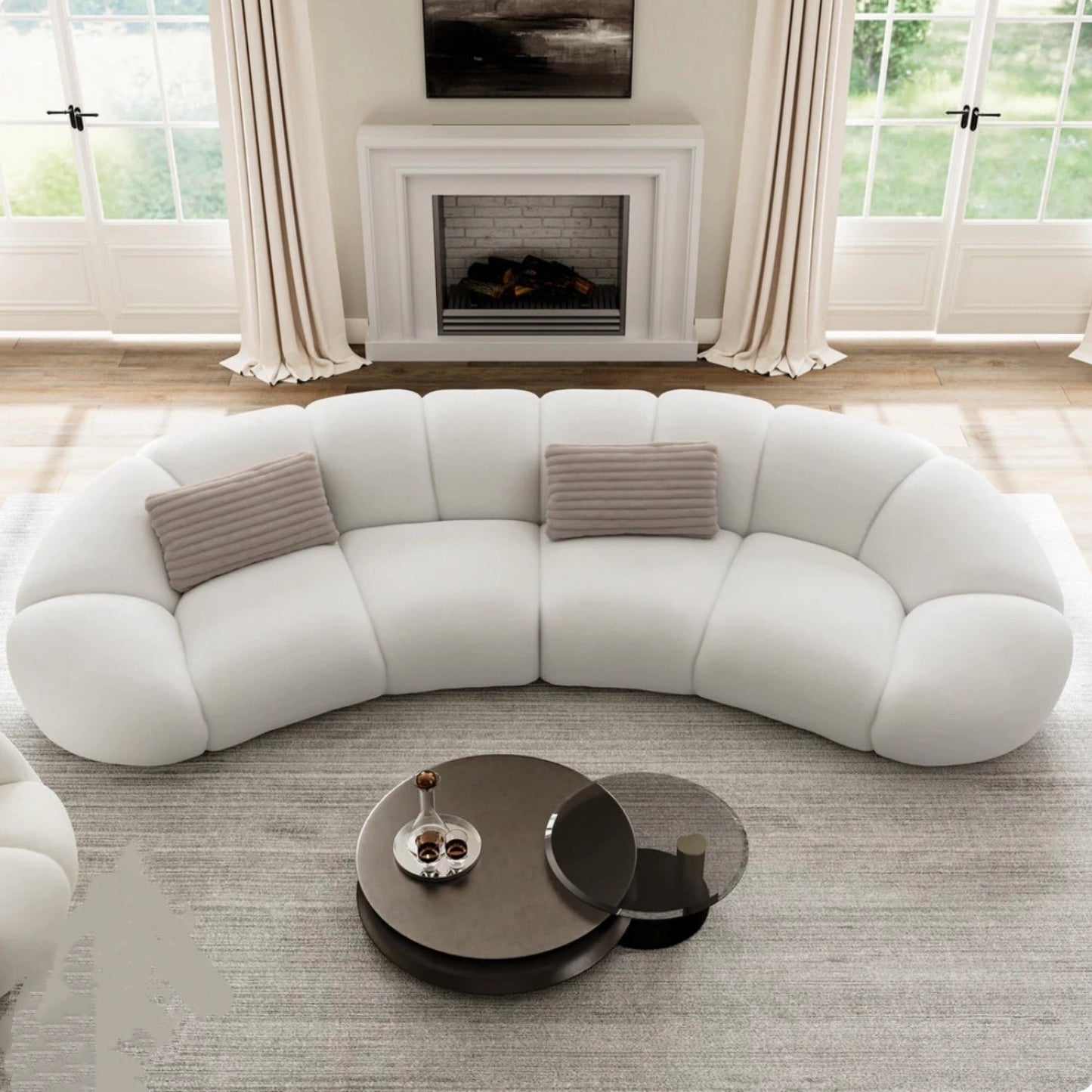 ABC HOME Sofa with Wood & White