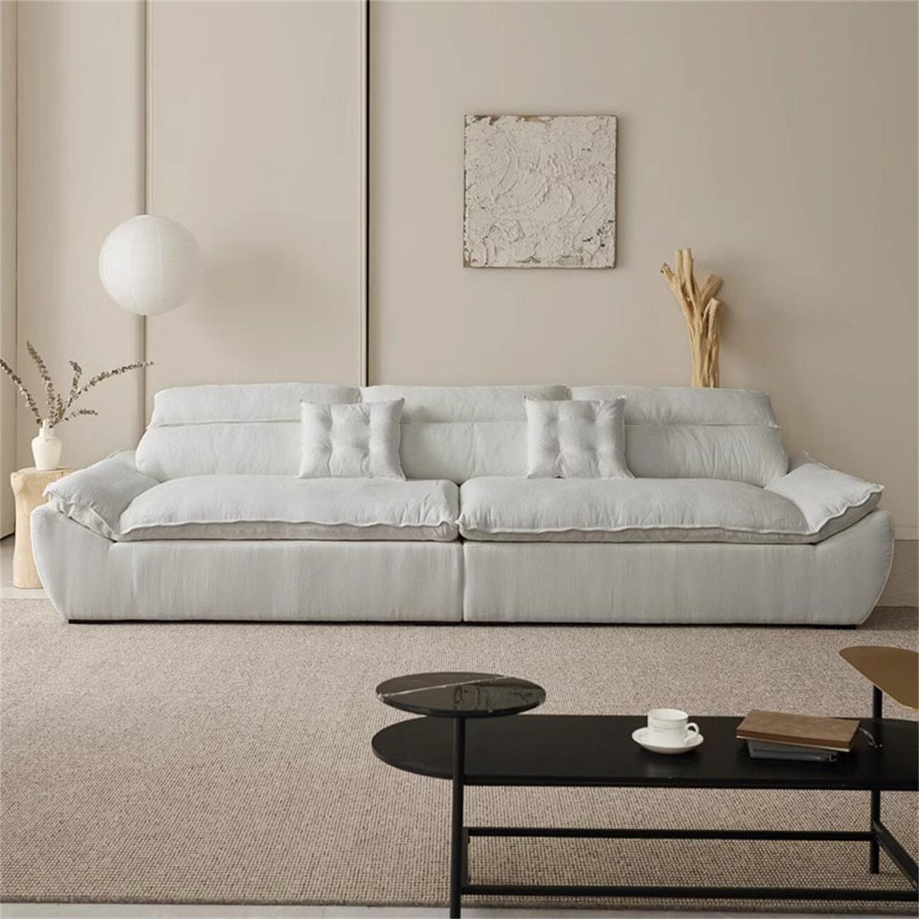 ABC Home Light Luxury Linen Cotton  Fabric Cloud Shaped Sofa set for Livingroom