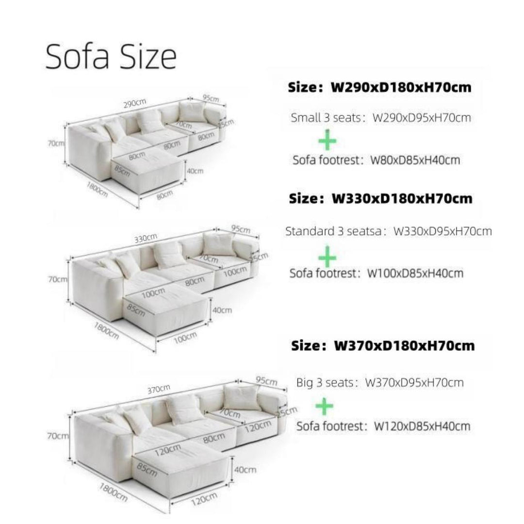 ABC Home Light Luxury Linen Fabric Tofu-block Shaped Sofa set for Livingroom