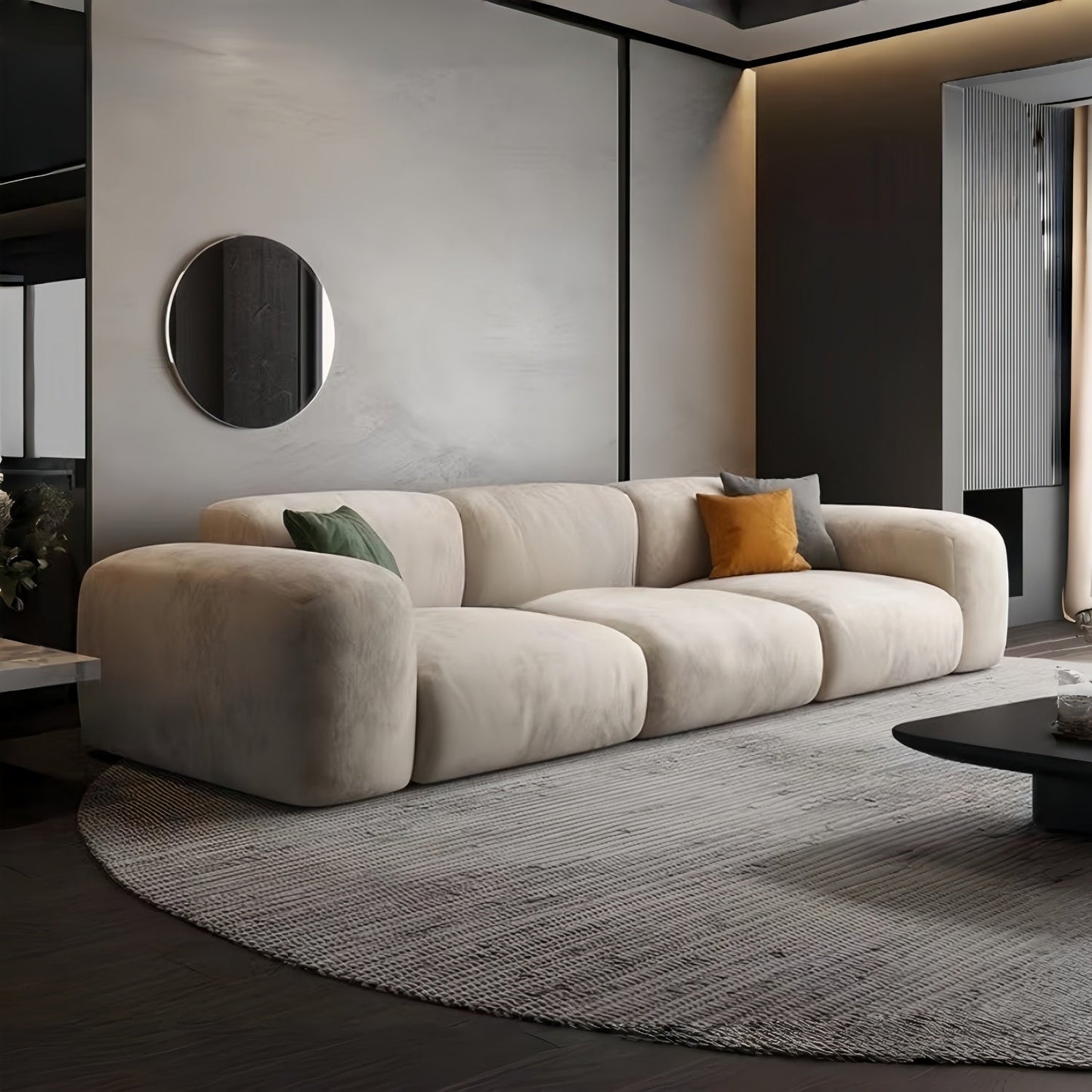 ABC HOME Wood Beige Sectional Sofa | Contemporary Style