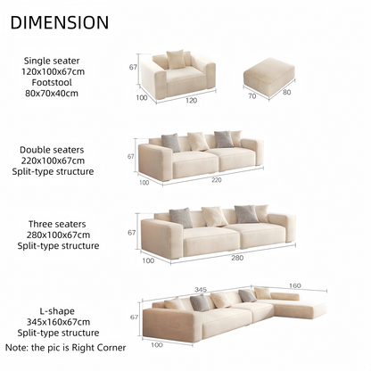 ABC HOME Sofa: Wood Beige Sectional