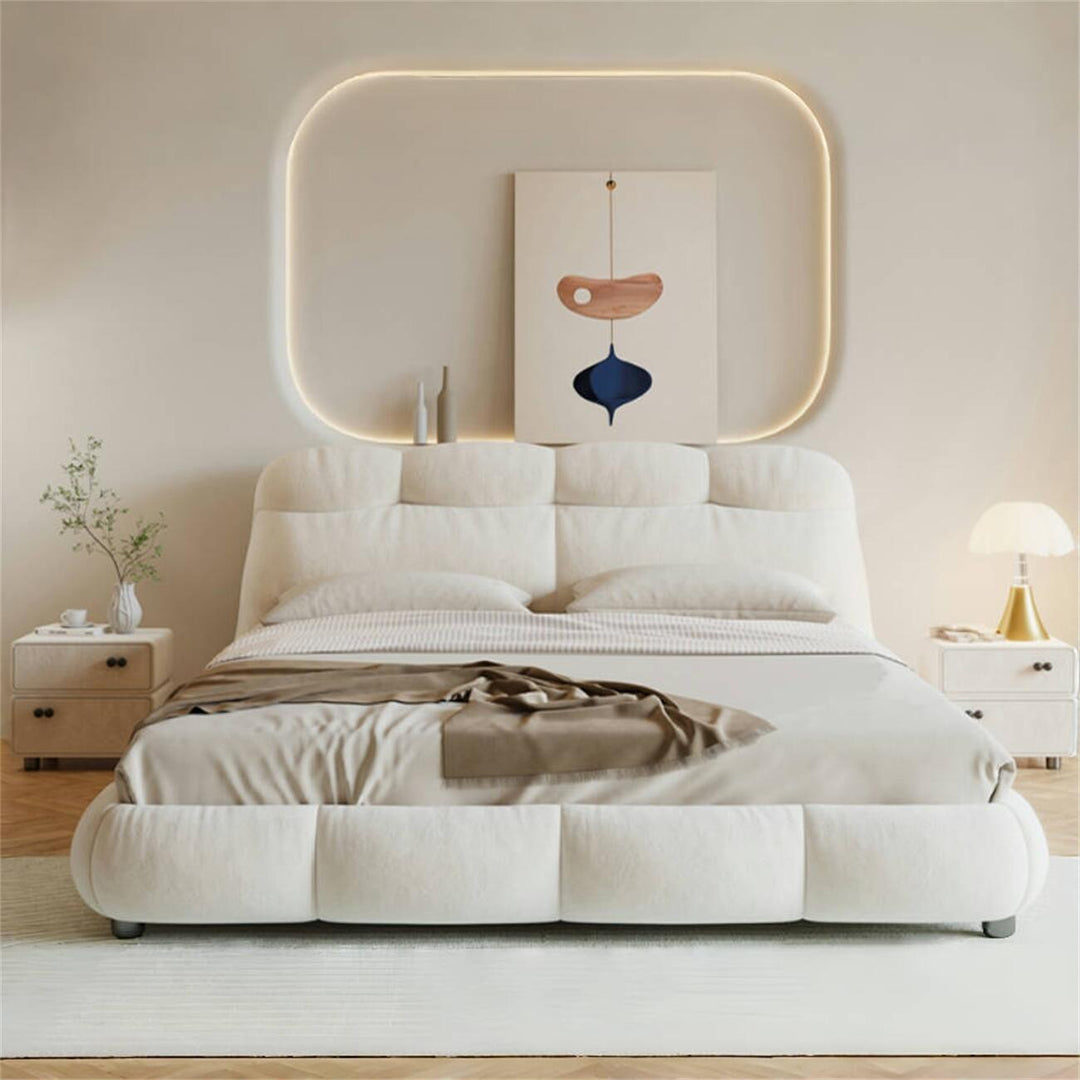 ABC Home Bed Frame Modern Velvet King Queen Size for bedroom Without Mattress